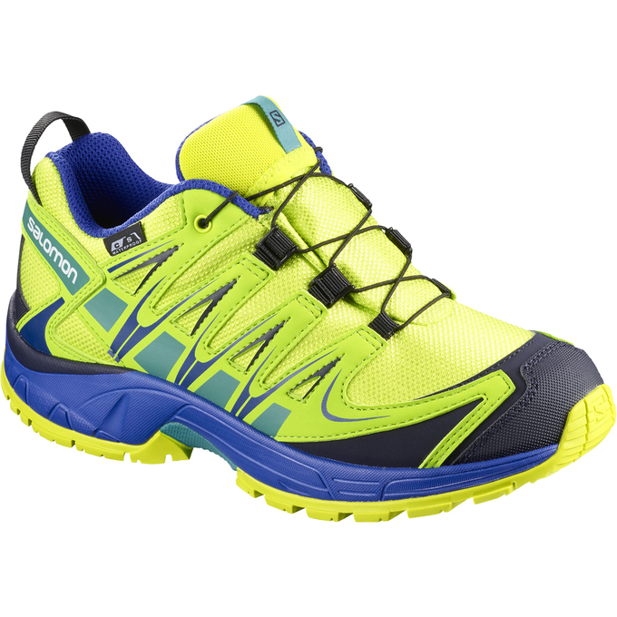 Chaussures De Trail Running Salomon Enfant Jaune / Bleu - Salomon XA PRO 3D CSWP J - France (9405-HI